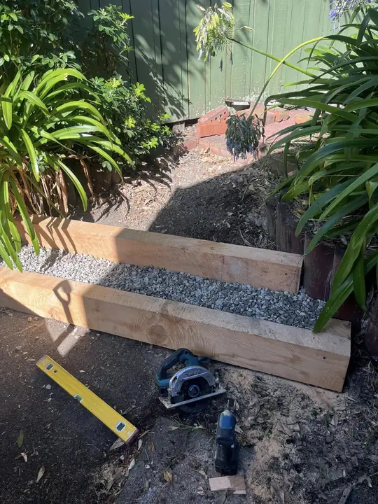 Garden steps halfway through the build